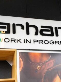 Exterior sign at a Carhartt retail store location.